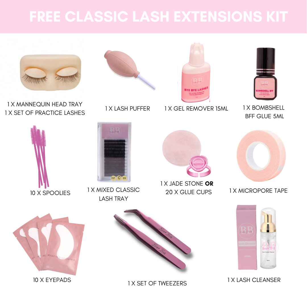 Free Classic Lash Extensions Kit with eyelash extension tools for Beginner Eyelash Extension Training