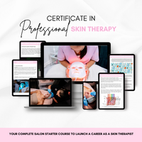 Certificate in Professional Skin Therapy showcasing the skin therapy salon starter bundle for aspiring skin therapists.