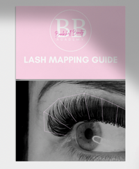 Eyelash Mapping & Styling Guide - Ebook showcasing lash mapping with an eye and stylish lashes.