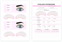 Eyelash Mapping & Styling Guide - Ebook showcasing styling techniques and client form for eyelash extensions.