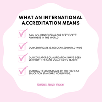 What an international accreditation means for Bombshell Beauty Academy's courses, including benefits of recognition and educator qualifications.