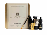 Henna Dye Course supplies including Brow Henna Kit and tools for natural eyebrow transformation.