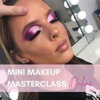 Model showcasing vibrant makeup look for the Mini Makeup Masterclass Online